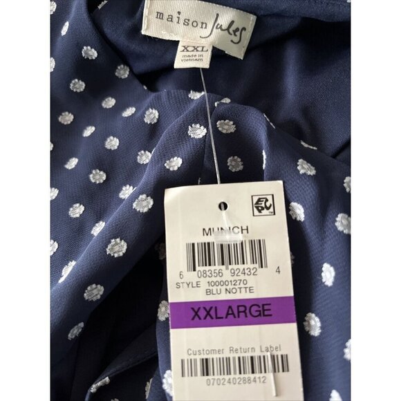 Maison Jules Womens Navy Blue Sheer Floral Ruffle Sheath Dress Size XXL - Picture 4 of 10
